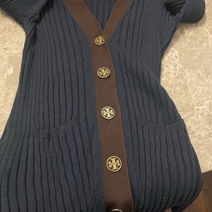 Tory Burch ribbed cotton Simone logo cardigan size XL
